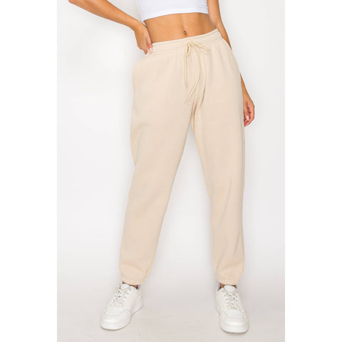 Timeless - Relaxed Fleece Jogger Sweatpants: BEIGE / S-M-L(2-2-2)