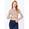 Timeless - Round Neck Long Sleeve Crop Shirt Top: WHITE / L