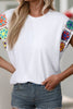 Aapparella - Women Contrast Floral Crochet Cap Sleeve Blouse | S-XL: As shown / Missy / M