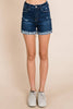 I&M JEAN, INC. - I6039MS - Dark Wash - High Rise Denim Shorts: S / Dark Wash