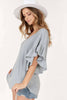 Shop Basic USA - Rolled Short Sleeve Round Neck Top: M / DENIM