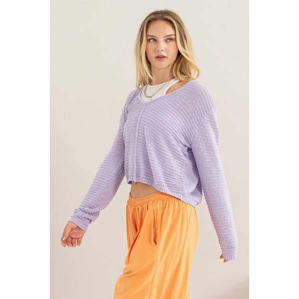 HYFVE - DZ24A559-V NECK DROPPED SHOULDER SWEATER: S / ORANGE