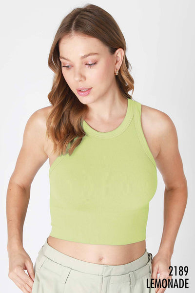 NIKIBIKI - NS8259 - Ribbed High Neck Crop Top: 2190 Vivid Green