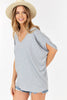 Shop Basic USA - Women's V Neck Top with dolman sleeves: S / H GREY