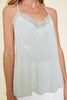 Mystree - 55946 Embroidered Lace Trim Cami: Large / LT. Grey
