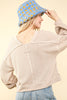 VERY J - NT11947-Two Tone Otto Ribbed Oversized Soft Comfy knit Top: MOSS / S-M-L/2-2-2