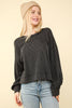 VERY J - NT11947-Two Tone Otto Ribbed Oversized Soft Comfy knit Top: OATMEAL / S-M-L/2-2-2