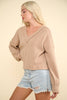 VERY J - NT11804-Casual Comfy Soft V-Neck Knit Top: OLIVE / S-M-L/2-2-2