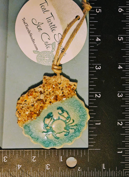 Teal Turtle Studio - Sandy Crab Shell Ceramic Ornament