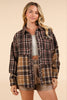 VERY J - NJ90261-Mixed Plaid Oversized Casual Shacket Jacket: OLIVE / S-M-L/2-2-2