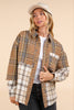 VERY J - NJ90261-Mixed Plaid Oversized Casual Shacket Jacket: OLIVE / S-M-L/2-2-2