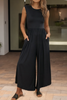 Little Daisy Closet - LDC Open Back Wide Leg Jumpsuit: Black / M