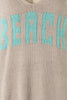 MIRACLE - Beach Saying Lightweight Knit V Neck Sweater: Aqua/White / M