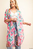 Kori - COZY ABSTRACT PRINT COVER UP KIMONO: PINK - GREEN / SM