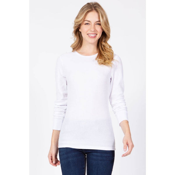 Timeless - Long Sleeve Round Neck Thermal Top Shirt: BLACK / L