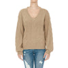 Timeless - Mossy V Neck Cable Knit Long Sleeve Sweater Top: IVORY / S