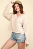 VERY J - NT11804-Casual Comfy Soft V-Neck Knit Top: ECRU / S-M-L/2-2-2