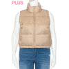 Timeless - PLUS Nylon High Neck Faux Down Puffer Vest: IVORY / 1X