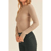 Timeless - Ribbed Mock Neck Long Sleeve Sweater Top: IVORY / M