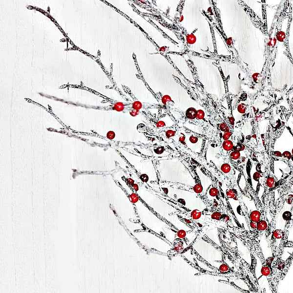 Impressive Enterprises, Inc. - 21in Icy Glitter Pepper Berry Twig Bush Christmas Decoration