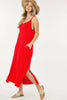 Shop Basic USA - Solid Long Dress With Spaghetti Straps: XL / BLACK