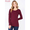 Timeless - Plus Long Sleeve Round Neck Top Shirt: WHITE / 2X