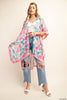 Kori - COZY ABSTRACT PRINT COVER UP KIMONO: PINK - GREEN / SM