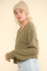 VERY J - NT11804-Casual Comfy Soft V-Neck Knit Top: ECRU / S-M-L/2-2-2