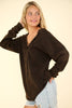 VERY J - NT11802-Washed Knit V-Neck Oversized Top: MAUVE / S-M-L/2-2-2