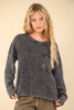 VERY J - 12W3102N-Mineral Washed Knit Oversized Sweater Pullover Top: BEIGE / S-M-L/2-2-2