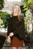 Leto Accessories - Ribbed Knit Pattern Poncho w/ Sleeves: Mocha