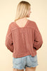 VERY J - NT11947-Two Tone Otto Ribbed Oversized Soft Comfy knit Top: MOSS / S-M-L/2-2-2