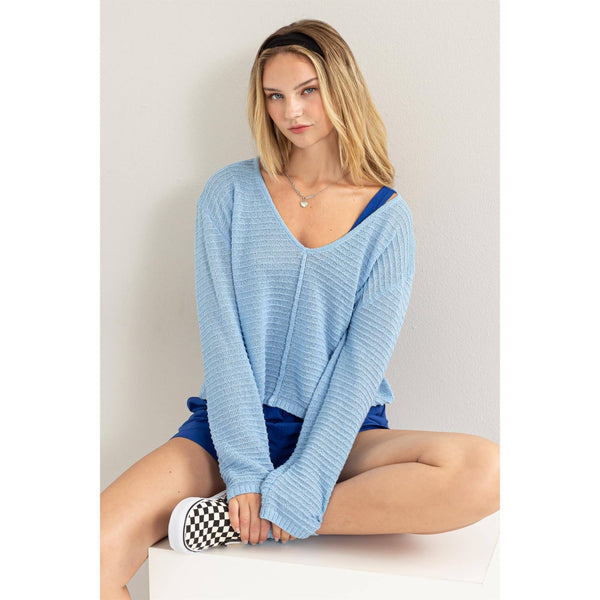 HYFVE - DZ24A559-V NECK DROPPED SHOULDER SWEATER: S / ORANGE