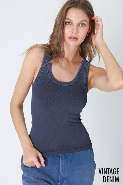 NIKIBIKI - NS8258 - Vintage Reversible Ribbed Tank: Vintage Sandshell