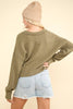 VERY J - NT11804-Casual Comfy Soft V-Neck Knit Top: OLIVE / S-M-L/2-2-2