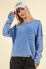 VERY J - 12W3102N-Mineral Washed Knit Oversized Sweater Pullover Top: BEIGE / S-M-L/2-2-2