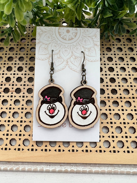 Seasideblooms - Christmas hand painted lightweight maple wood earrings 