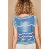 Pol Clothing - V-neck sleeveless embroidery denim vest: DENIM / OS