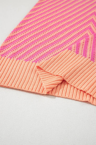 Little Daisy Closet - LDC Chevron Knit V Neck Sweater Vest: S / Pink