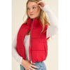 Timeless - High Neck Zip Up Outerwear Vest: DEEP RED / S