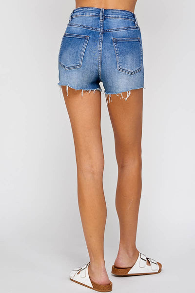 I&M JEAN, INC. - IB5390HH - Medium Wash - High Rise Denim Shorts: M / Medium Wash