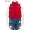 Timeless - PLUS Nylon High Neck Faux Down Puffer Vest: BLACK / 1X