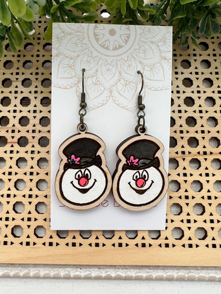 Seasideblooms - Christmas hand painted lightweight maple wood earrings 