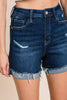 I&M JEAN, INC. - I6039MS - Dark Wash - High Rise Denim Shorts: L / Dark Wash