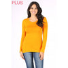 Timeless - Plus Long Sleeve Round Neck Top Shirt: WHITE / 3X