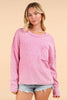 VERY J - 12W3102N-Mineral Washed Knit Oversized Sweater Pullover Top: BEIGE / S-M-L/2-2-2