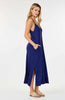 Shop Basic USA - Solid Long Dress With Spaghetti Straps: S / DUSTY GREEN