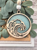 Seasideblooms - Ocean waves  hand painted Wood ornament