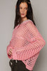 Pol Clothing - V-neck long sleeve rib band detail solid lightweight SALE: S / BARBIE PINK