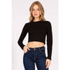 Timeless - Round Neck Long Sleeve Crop Shirt Top: GREEN / S